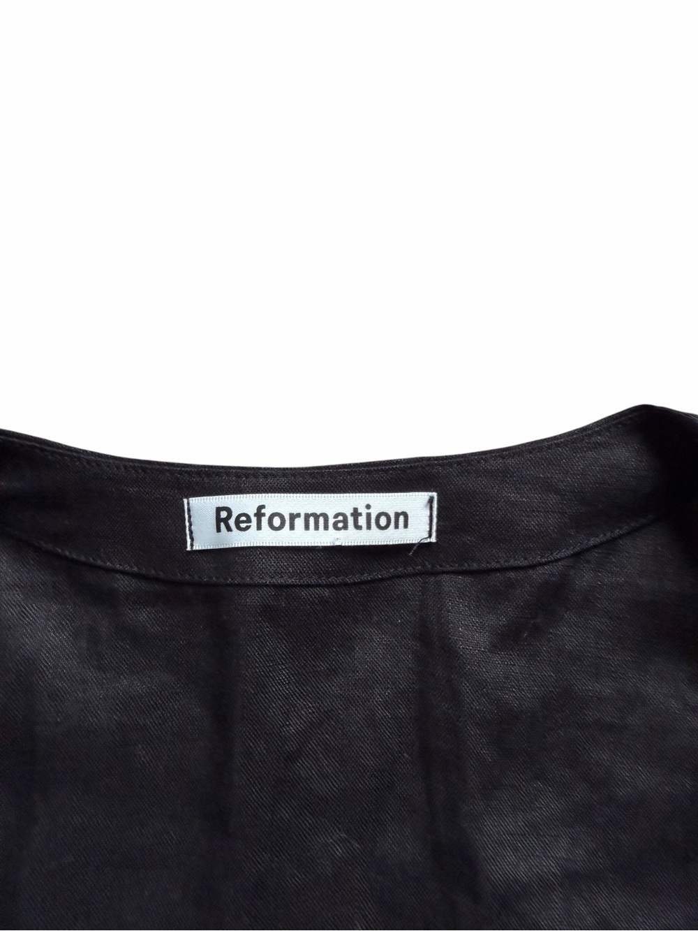 Reformation Ostuni Linen Mini Dress Womens Small Black V Neck Quiet Luxury NWOT - Picture 2 of 7